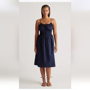 Quince 100% Organic Cotton True Navy Kehole Dress NWT